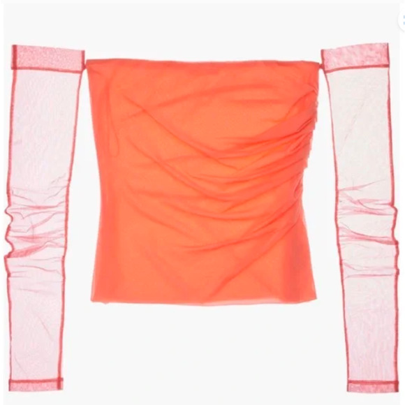 Helmut Lang Women's Sheer Sleeveless Tube Top Coral S NWT 295.00 - Picture 1 of 8